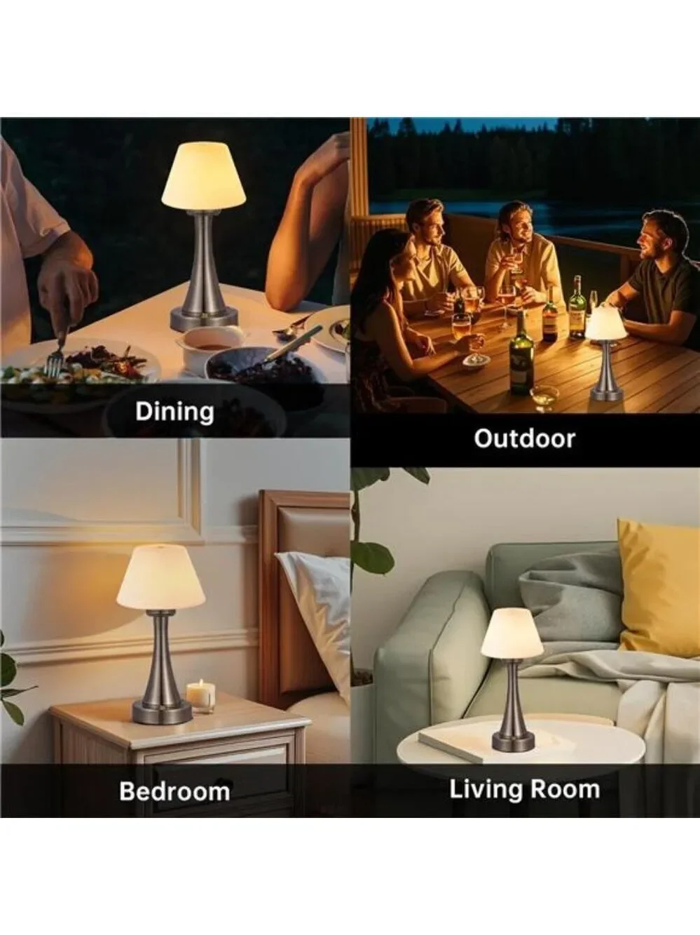 LED Cordless Table Lamp Rechargeable Dimmable Night Light Portable Outdoor Home